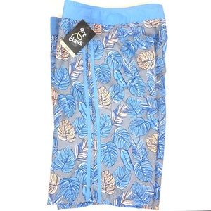 Boys Mesh Lined Swim Trunks Blue, Gray and Orange